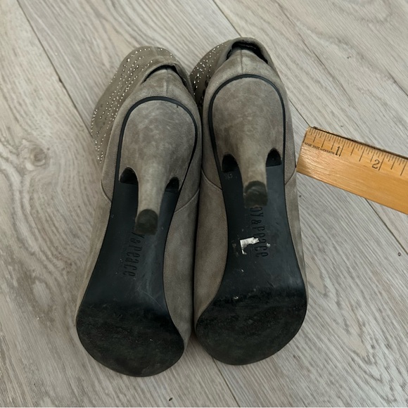 Genuine Leather Suede Grey Heeled Boots Size 6 - Picture 9 of 12